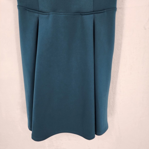 Abercrombie & Fitch Teal Green Fit & Flare Scuba Mini Dress Size XS Cutout Back - Picture 2 of 9